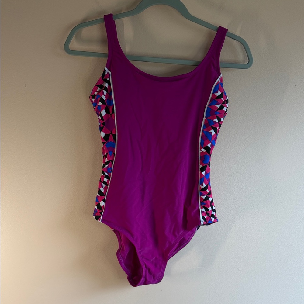 Catalina Magenta One-Piece Swimsuit with Geometric Side Panels